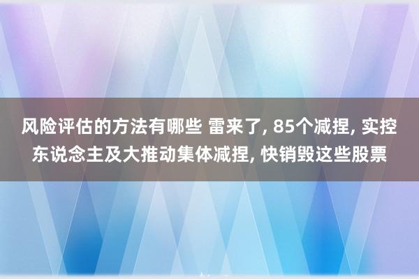 风险评估的方法有哪些 雷来了, 85个减捏, 实控东说念主及大推动集体减捏, 快销毁这些股票