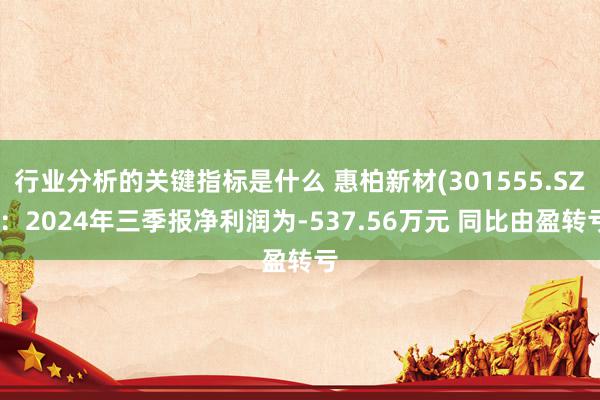 行业分析的关键指标是什么 惠柏新材(301555.SZ)：2024年三季报净利润为-537.56万元 同比由盈转亏