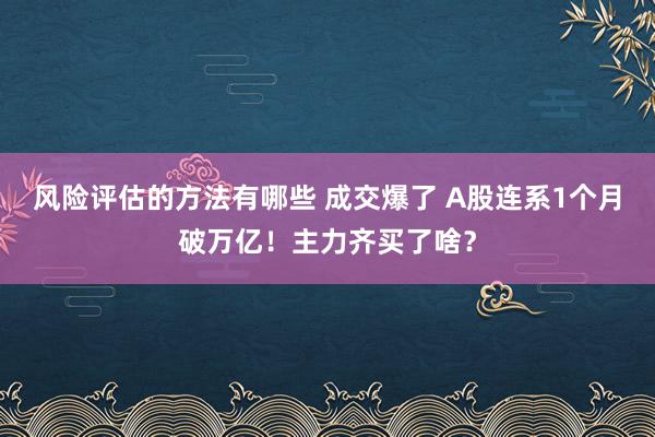 风险评估的方法有哪些 成交爆了 A股连系1个月破万亿！主力齐买了啥？