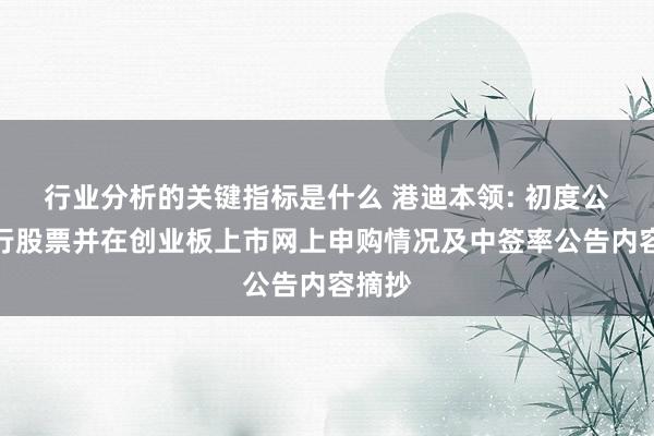 行业分析的关键指标是什么 港迪本领: 初度公开辟行股票并在创业板上市网上申购情况及中签率公告内容摘抄