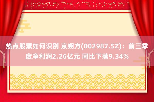 热点股票如何识别 京朔方(002987.SZ)：前三季度净利润2.26亿元 同比下落9.34%