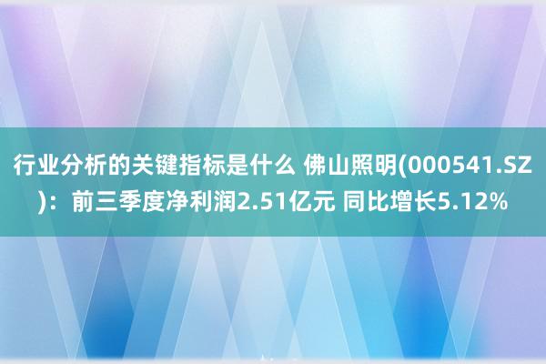 行业分析的关键指标是什么 佛山照明(000541.SZ)：前三季度净利润2.51亿元 同比增长5.12%