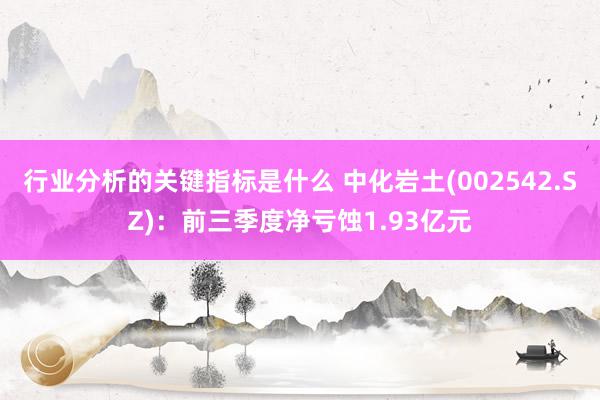 行业分析的关键指标是什么 中化岩土(002542.SZ)：前三季度净亏蚀1.93亿元