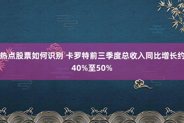 热点股票如何识别 卡罗特前三季度总收入同比增长约40%至50%