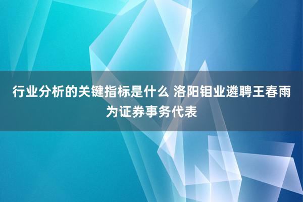 行业分析的关键指标是什么 洛阳钼业遴聘王春雨为证券事务代表