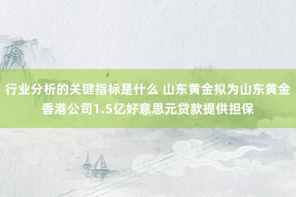 行业分析的关键指标是什么 山东黄金拟为山东黄金香港公司1.5亿好意思元贷款提供担保