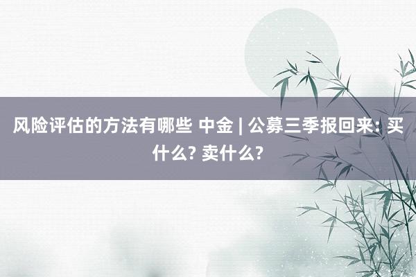 风险评估的方法有哪些 中金 | 公募三季报回来: 买什么? 卖什么?