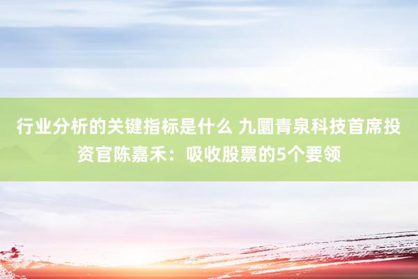 行业分析的关键指标是什么 九圜青泉科技首席投资官陈嘉禾：吸收股票的5个要领