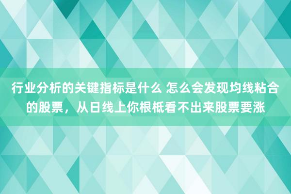 行业分析的关键指标是什么 怎么会发现均线粘合的股票，从日线上你根柢看不出来股票要涨