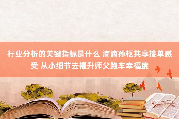 行业分析的关键指标是什么 滴滴孙枢共享接单感受 从小细节去擢升师父跑车幸福度