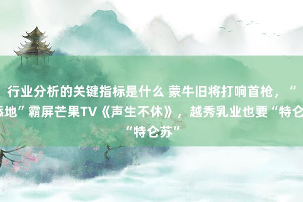 行业分析的关键指标是什么 蒙牛旧将打响首枪，“谢添地”霸屏芒果TV《声生不休》，越秀乳业也要“特仑苏”