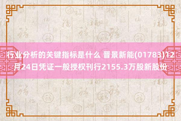 行业分析的关键指标是什么 晋景新能(01783)12月24日凭证一般授权刊行2155.3万股新股份