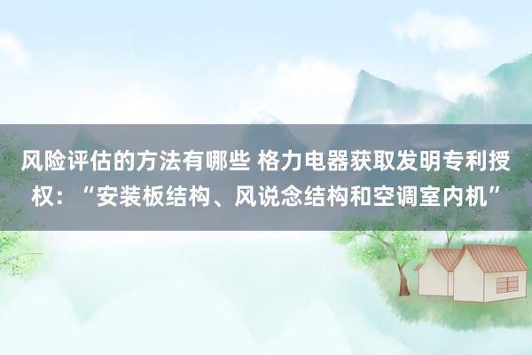 风险评估的方法有哪些 格力电器获取发明专利授权：“安装板结构、风说念结构和空调室内机”