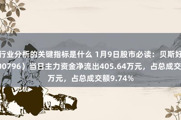 行业分析的关键指标是什么 1月9日股市必读：贝斯好意思（300796）当日主力资金净流出405.64万元，占总成交额9.74%