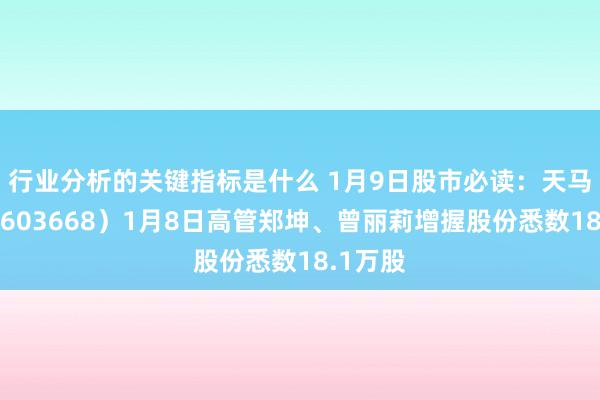 行业分析的关键指标是什么 1月9日股市必读：天马科技（603668）1月8日高管郑坤、曾丽莉增握股份悉数18.1万股