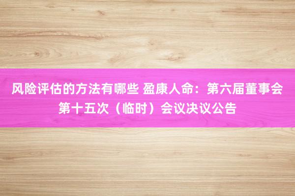 风险评估的方法有哪些 盈康人命：第六届董事会第十五次（临时）会议决议公告