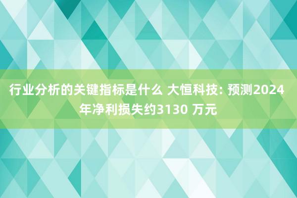 行业分析的关键指标是什么 大恒科技: 预测2024 年净利损失约3130 万元