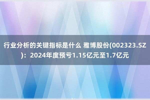 行业分析的关键指标是什么 雅博股份(002323.SZ)：2024年度预亏1.15亿元至1.7亿元