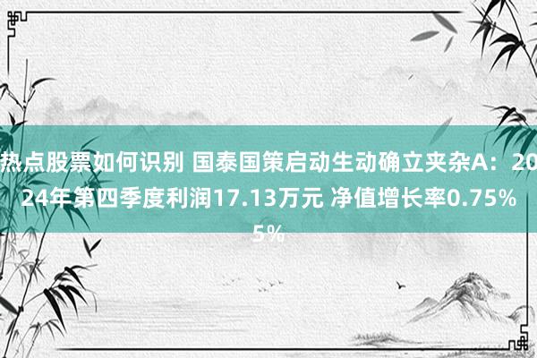 热点股票如何识别 国泰国策启动生动确立夹杂A：2024年第四季度利润17.13万元 净值增长率0.75%