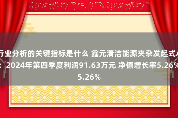 行业分析的关键指标是什么 鑫元清洁能源夹杂发起式A：2024年第四季度利润91.63万元 净值增长率5.26%