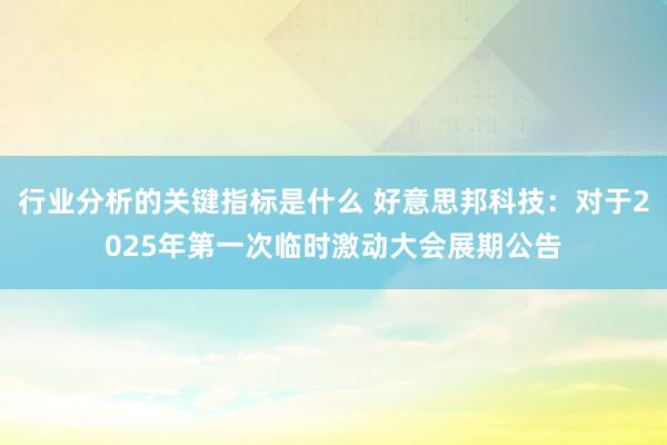 行业分析的关键指标是什么 好意思邦科技：对于2025年第一次临时激动大会展期公告