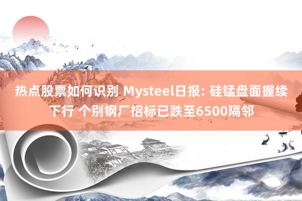 热点股票如何识别 Mysteel日报: 硅锰盘面握续下行 个别钢厂招标已跌至6500隔邻