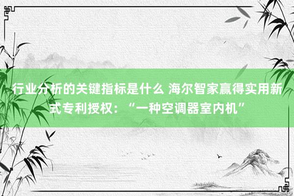 行业分析的关键指标是什么 海尔智家赢得实用新式专利授权：“一种空调器室内机”