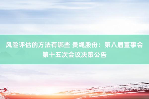 风险评估的方法有哪些 贵绳股份：第八届董事会第十五次会议决策公告