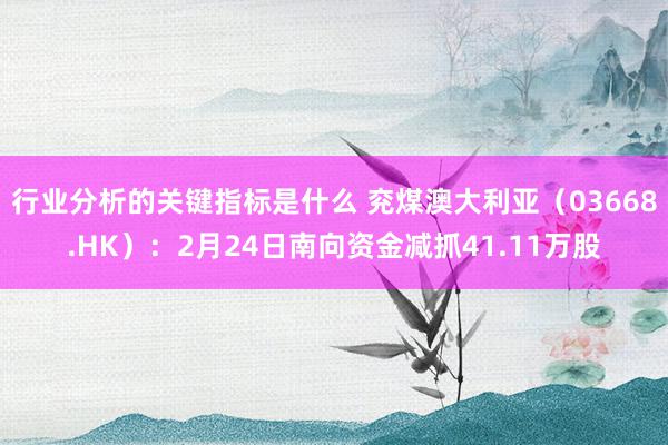 行业分析的关键指标是什么 兖煤澳大利亚（03668.HK）：2月24日南向资金减抓41.11万股