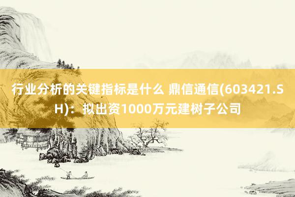 行业分析的关键指标是什么 鼎信通信(603421.SH)：拟出资1000万元建树子公司