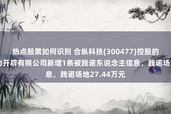 热点股票如何识别 合纵科技(300477)控股的天津合纵电力开辟有限公司新增1条被践诺东说念主信息，践诺场地27.44万元