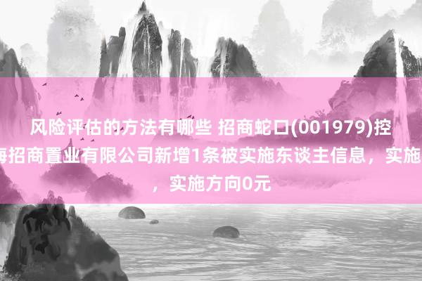 风险评估的方法有哪些 招商蛇口(001979)控股的上海招商置业有限公司新增1条被实施东谈主信息，实施方向0元