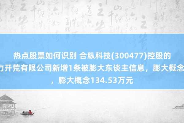 热点股票如何识别 合纵科技(300477)控股的天津合纵电力开荒有限公司新增1条被膨大东谈主信息，膨大概念134.53万元